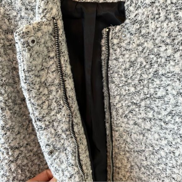 H&M 2 Melange Mid length Teddy Coat in Boucle Yarn Grey - Picture 6 of 10